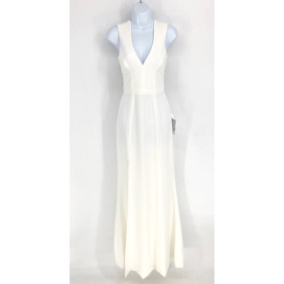 DRESS THE POPULATION Sandra Trumpet Gown Dress Small White Stretch Crepe NWT - Picture 5 of 13
